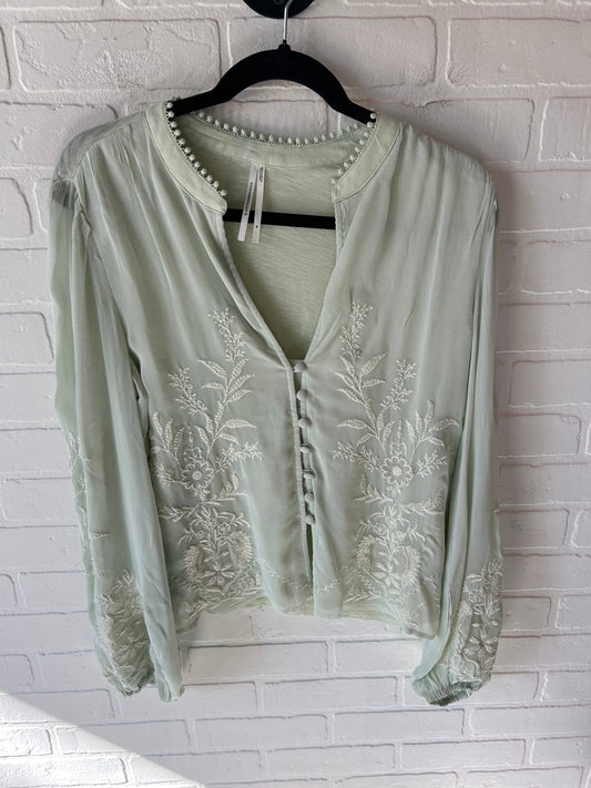 Top Long Sleeve By Anthropologie In Green, Size: M