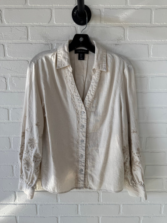 Top Long Sleeve By Tahari By Arthur Levine In Cream, Size: L