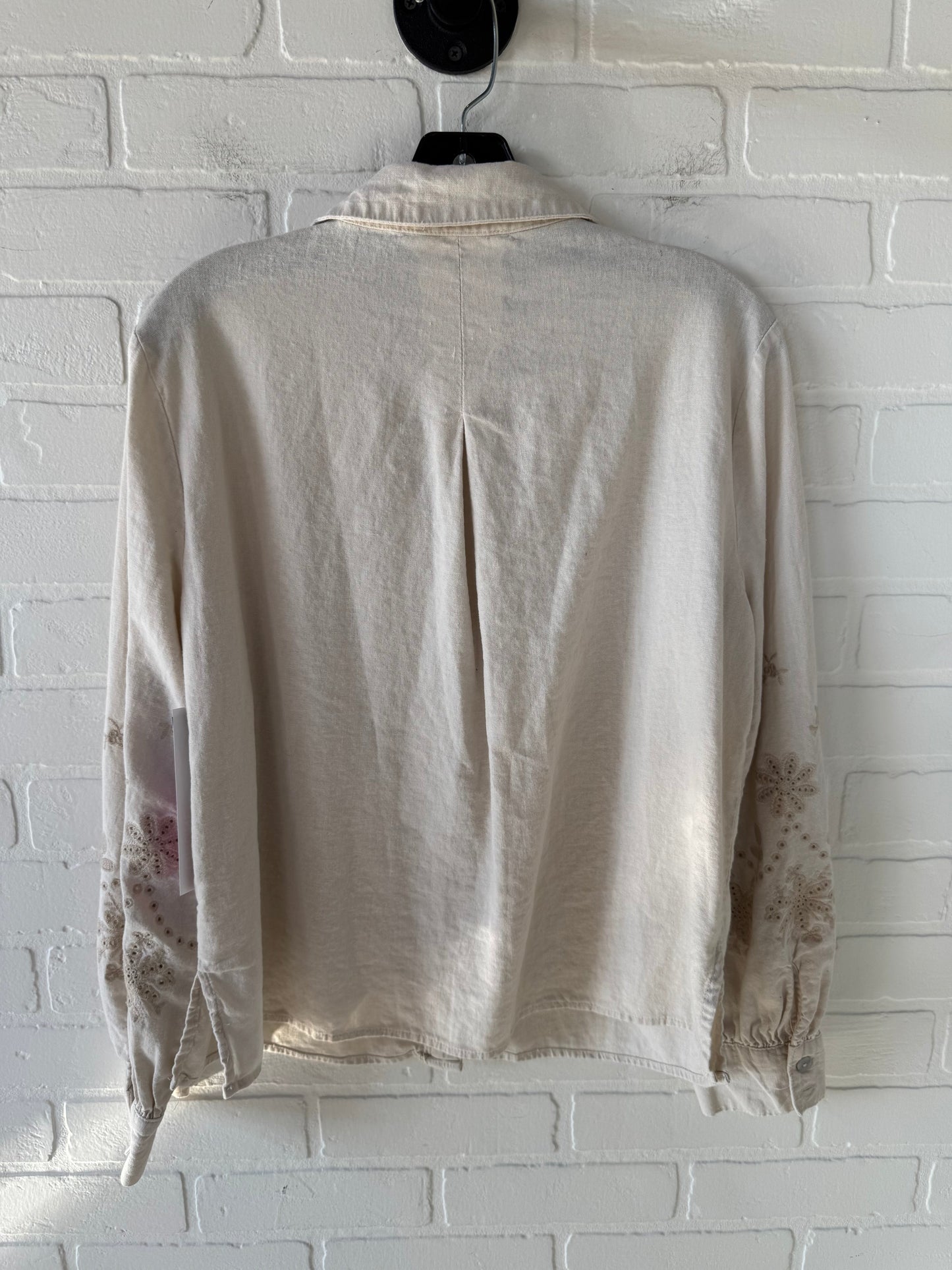 Top Long Sleeve By Tahari By Arthur Levine In Cream, Size: L