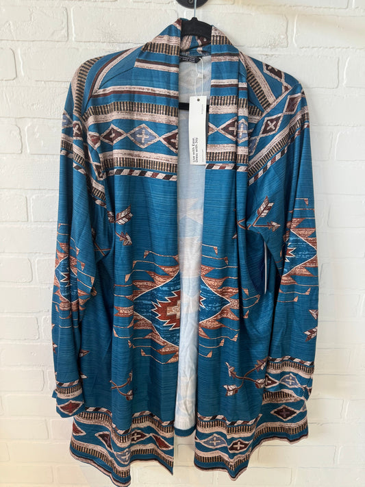 Cardigan By  bloomchic In Blue & Brown, Size: Xl