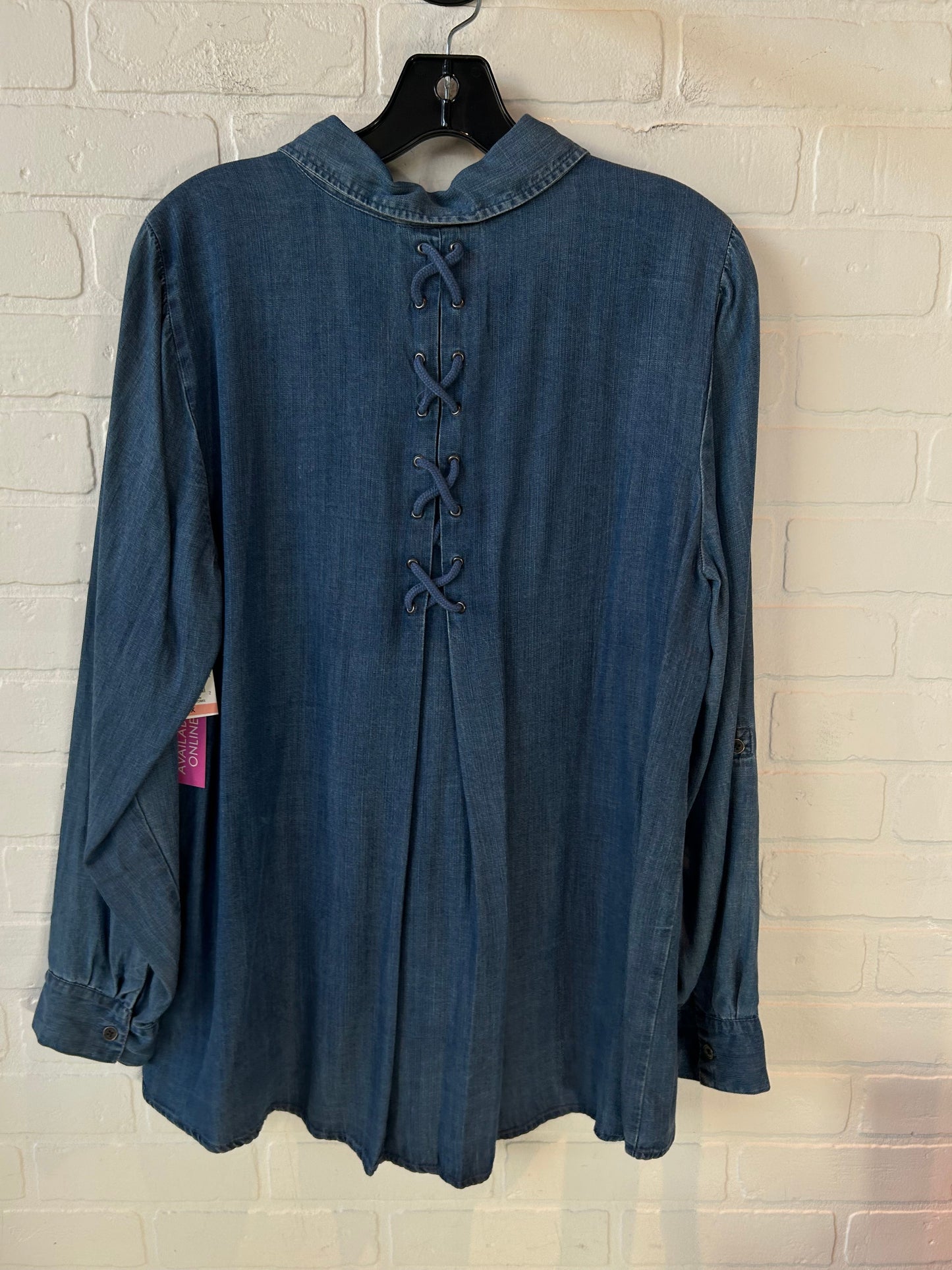 Top Long Sleeve By Style And Company In Blue Denim, Size: 2x