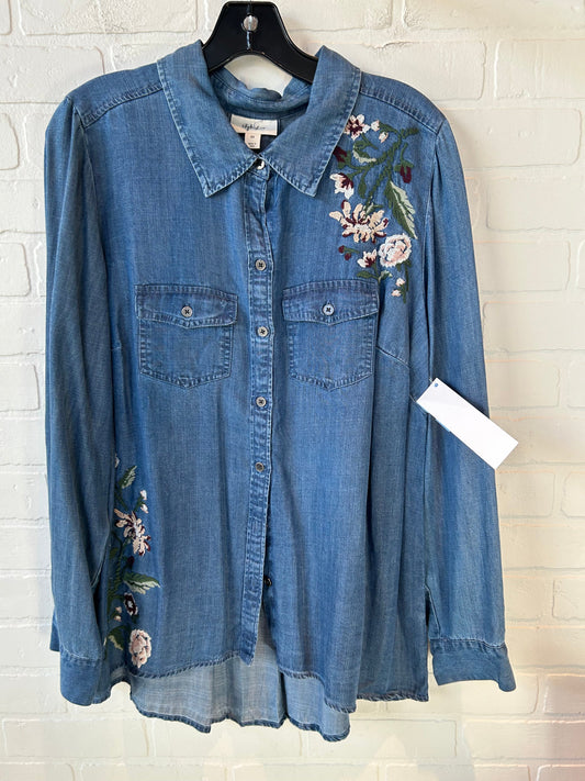 Top Long Sleeve By Style And Company In Blue Denim, Size: 2x