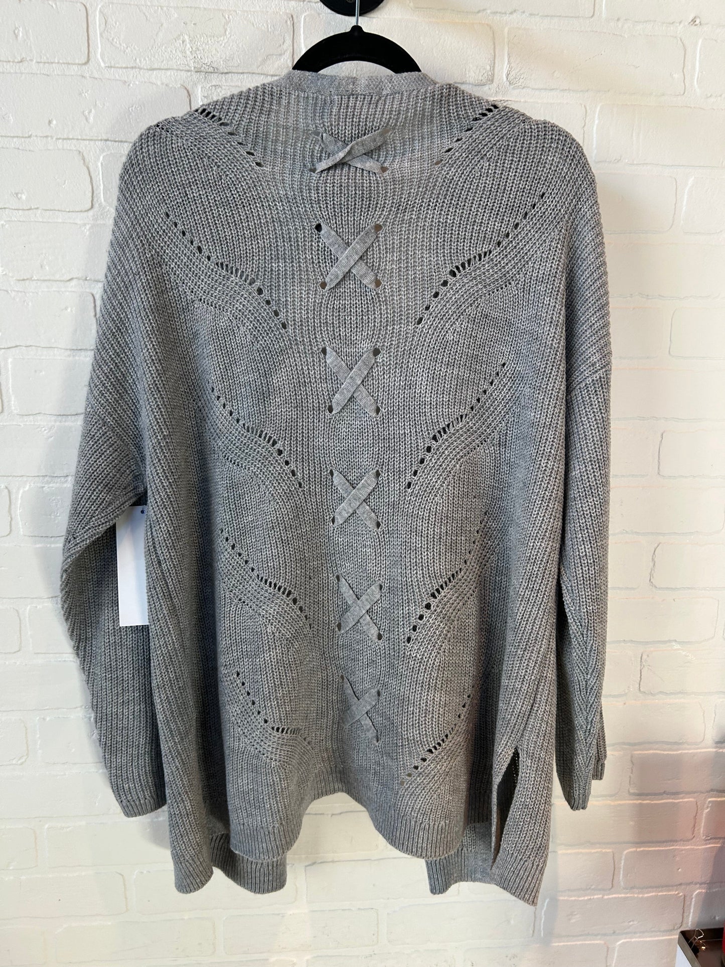 Sweater Cardigan By Clothes Mentor In Grey, Size: 3x