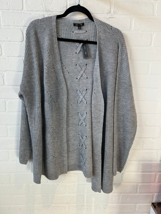 Sweater Cardigan By Clothes Mentor In Grey, Size: 3x