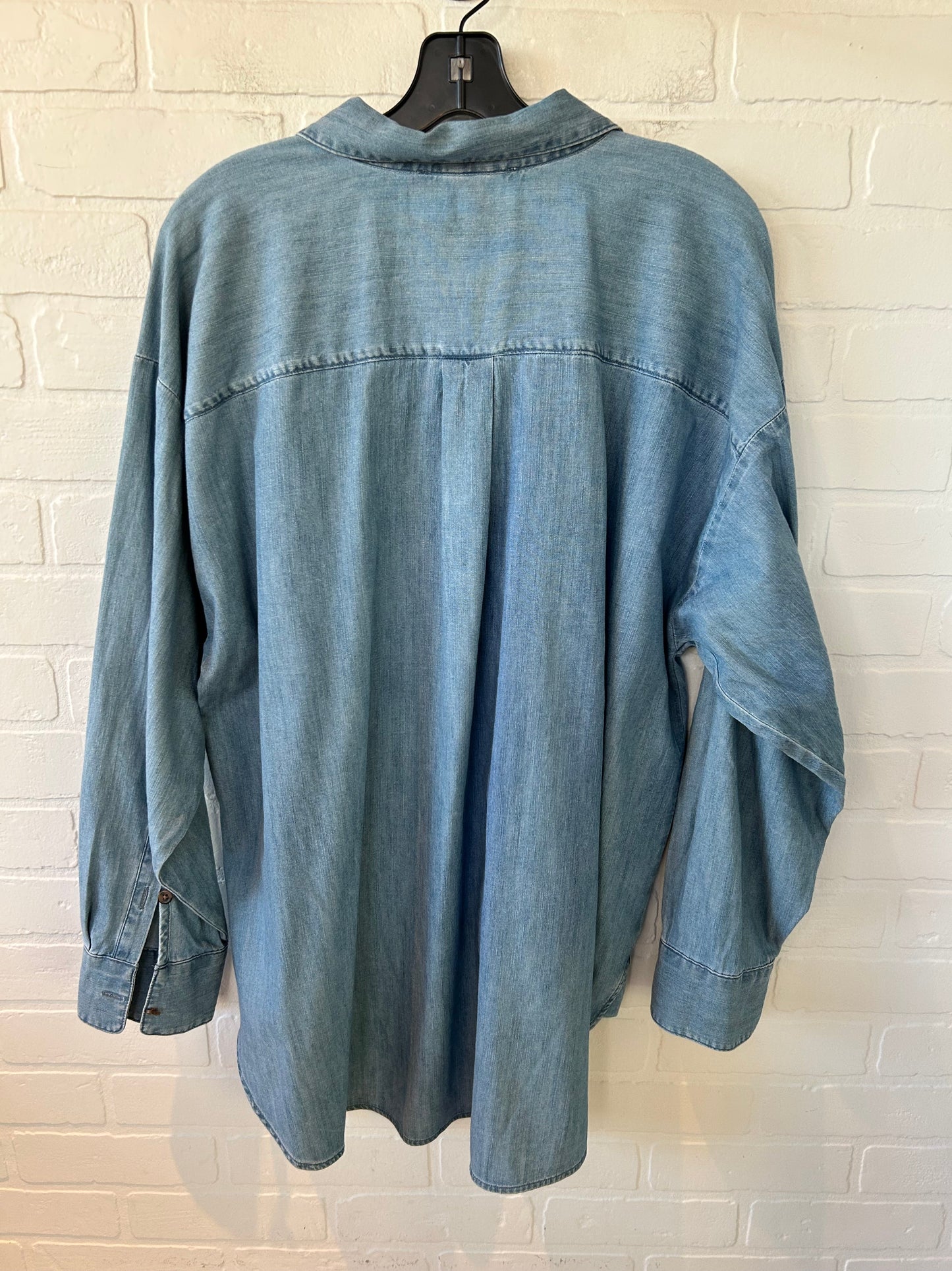 Top Long Sleeve By Loft In Blue Denim, Size: Xxl