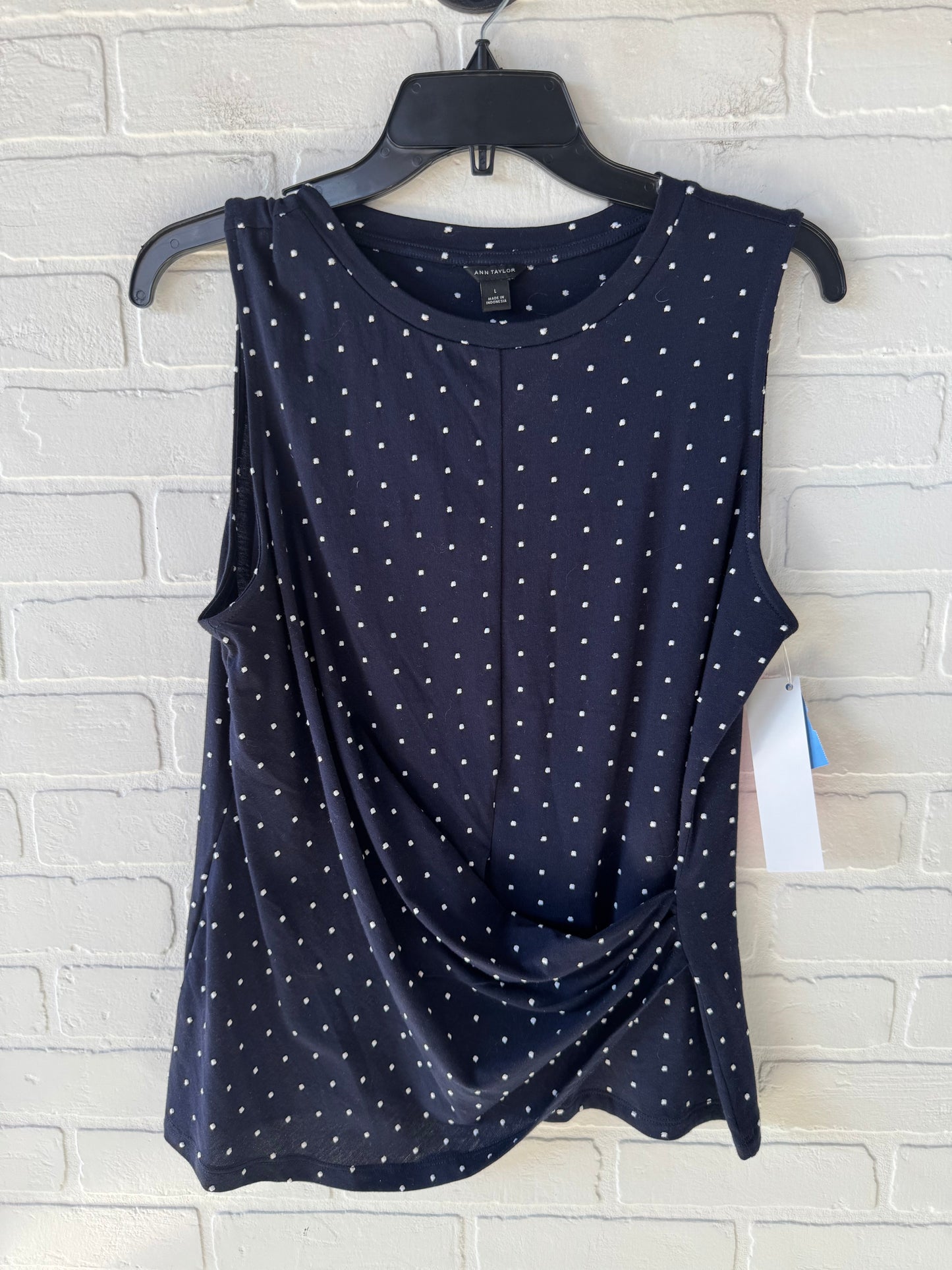 Top Sleeveless By Ann Taylor In Blue & White, Size: L