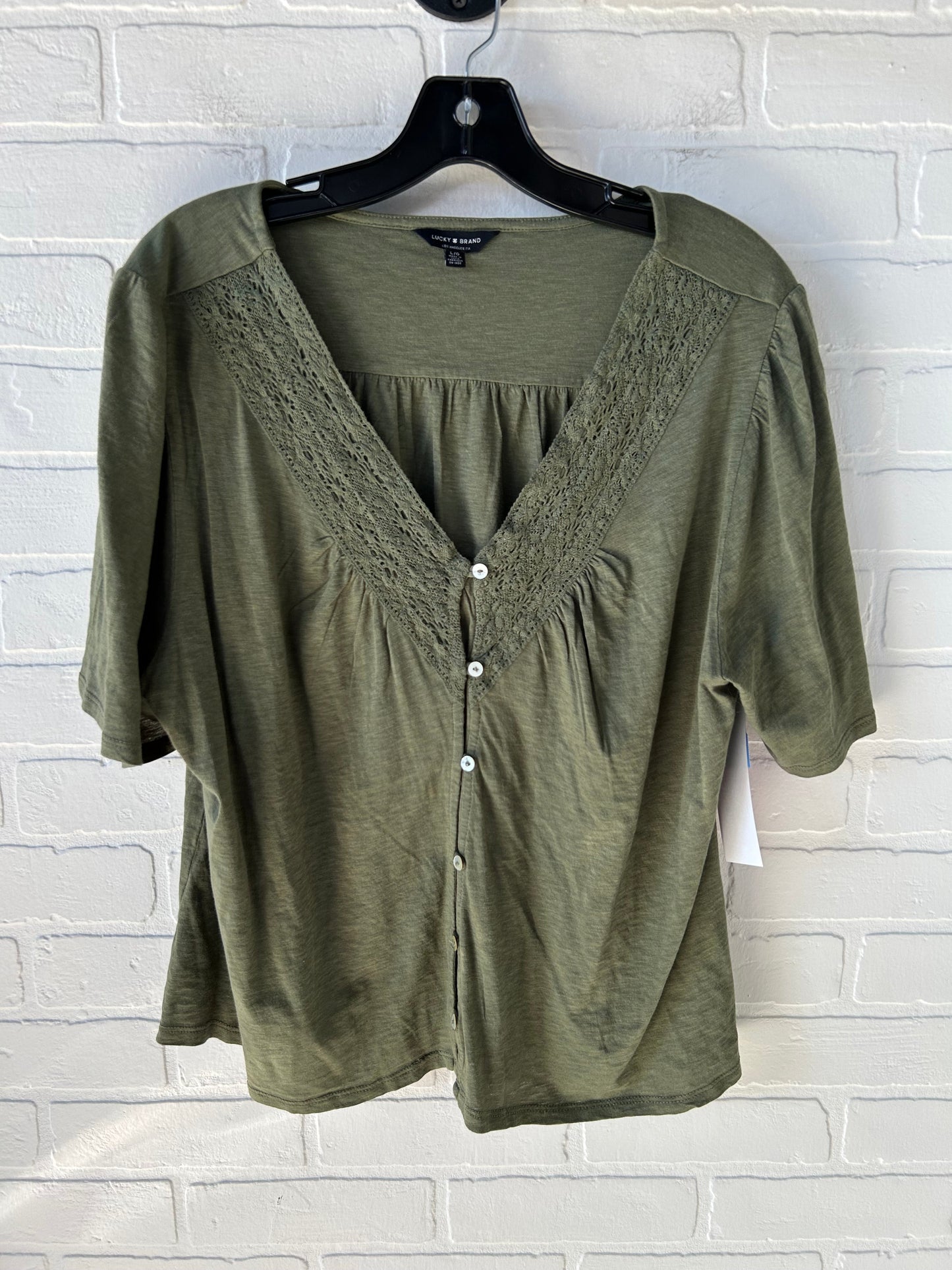 Top Short Sleeve By Lucky Brand In Green, Size: L