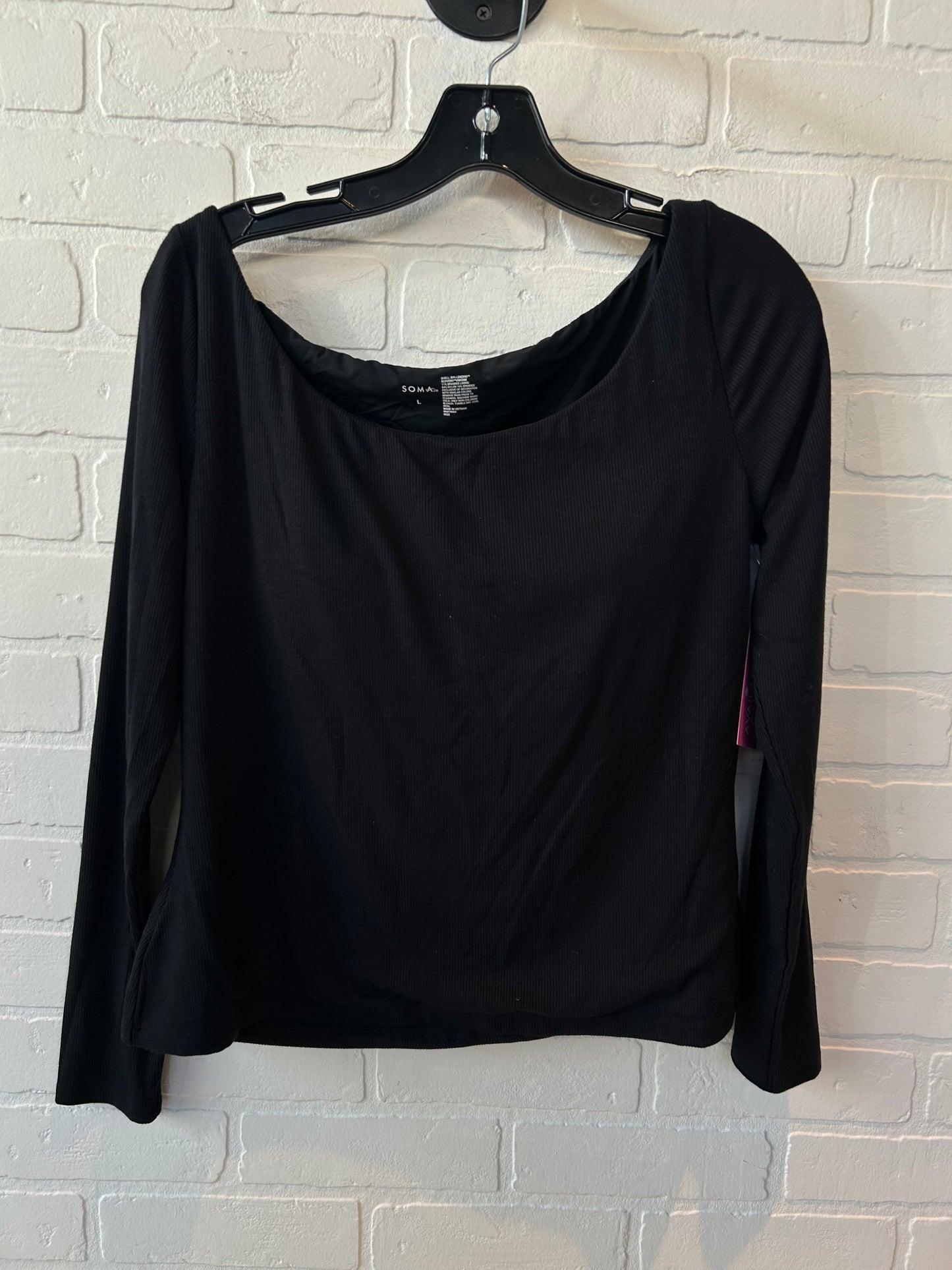 Top Long Sleeve By Soma In Black, Size: L