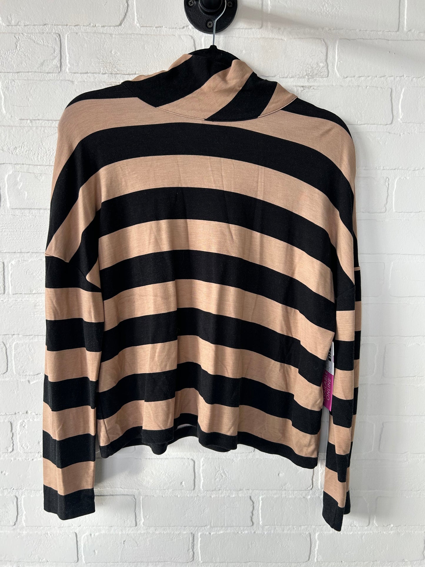 Top Long Sleeve By Chicos In Black & Tan, Size: L