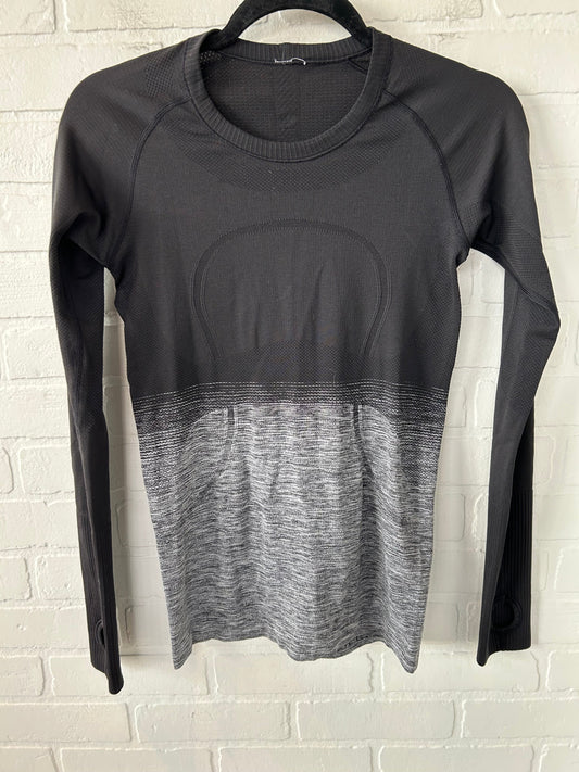 Athletic Top Long Sleeve Crewneck By Lululemon In Black & Grey, Size: S