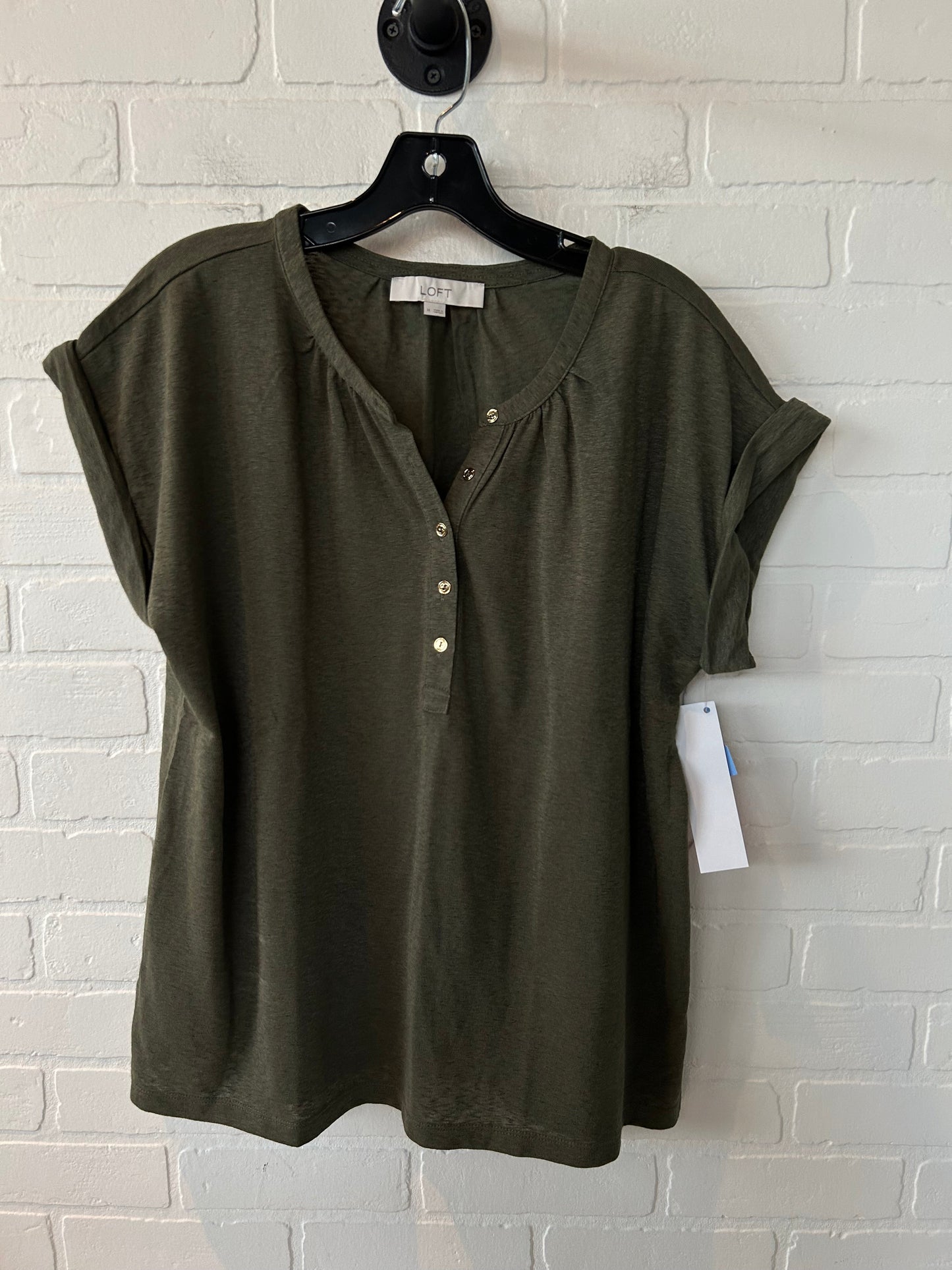 Top Short Sleeve By Loft In Green, Size: M