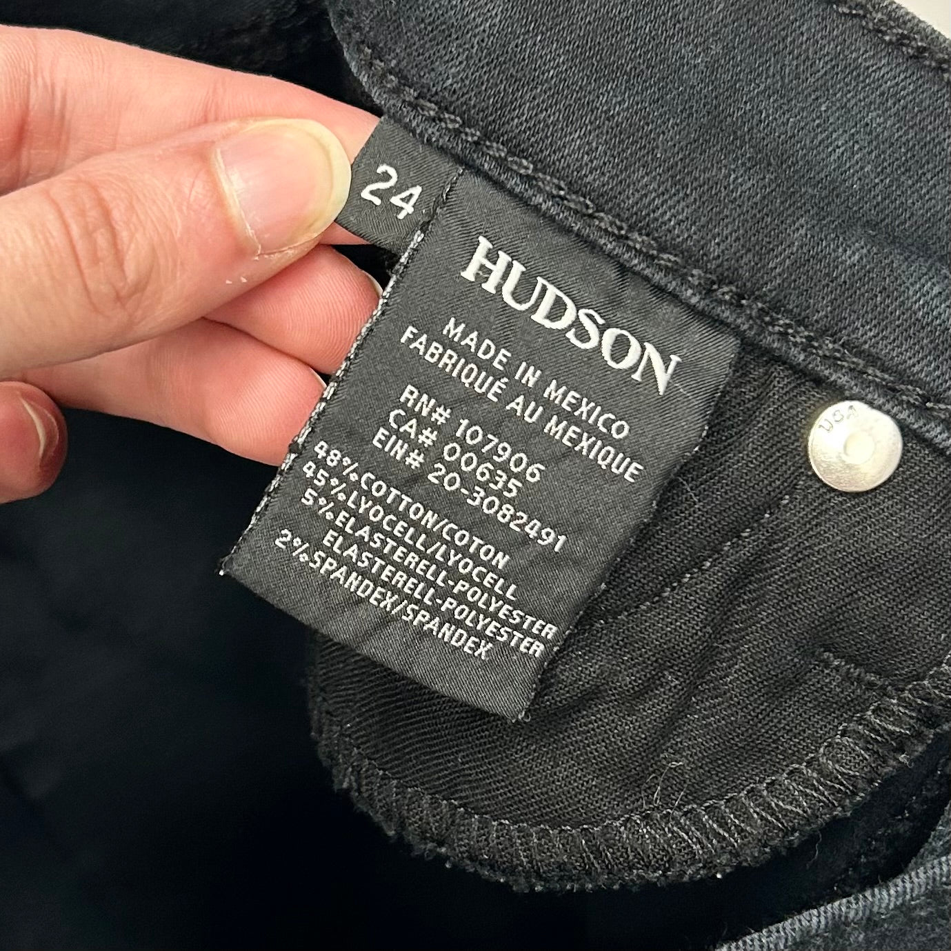 Black Denim Jeans Designer By Hudson, Size: 0