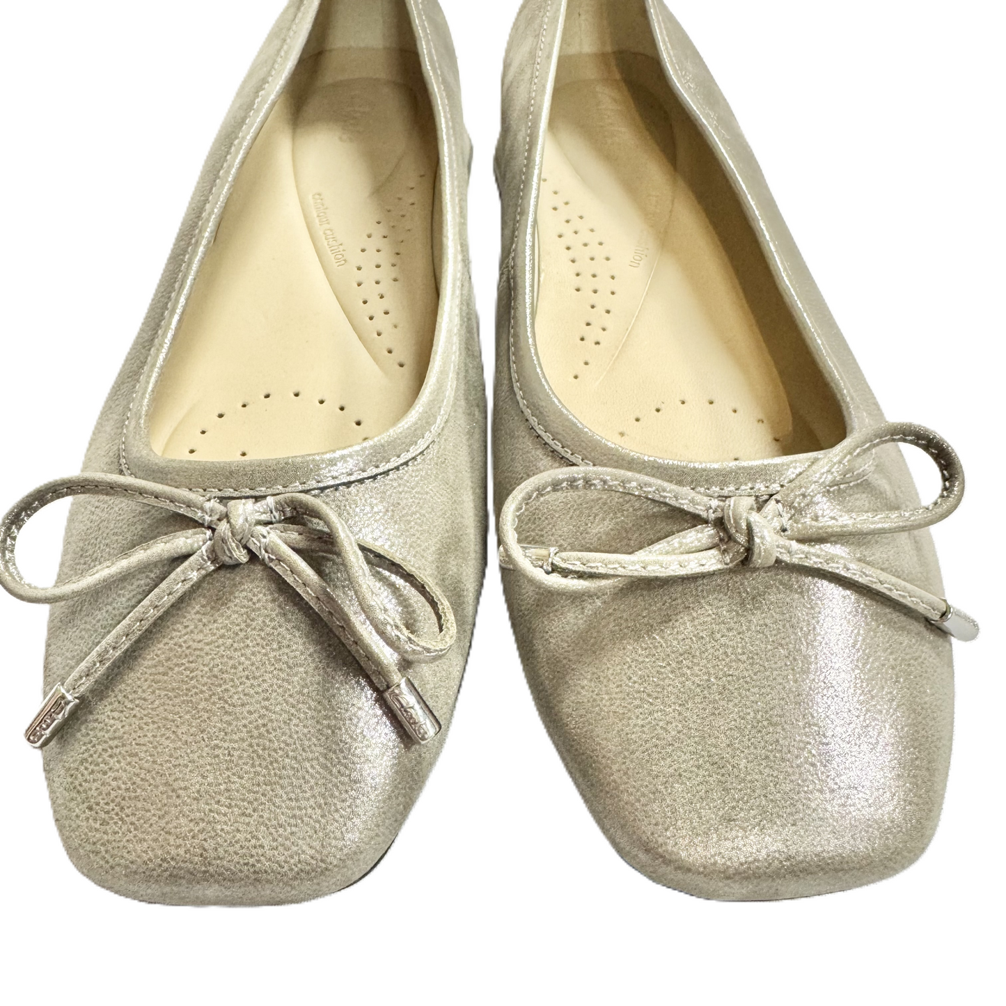 Shoes Flats By Clarks In Silver, Size: 7.5