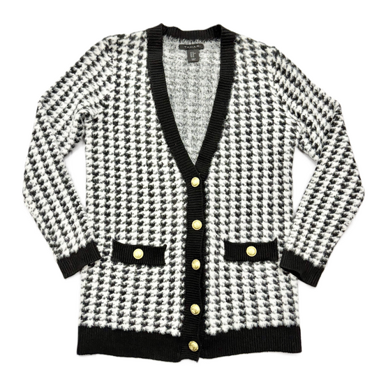 Sweater Cardigan By Tahari By Arthur Levine In Black & White, Size: Xs