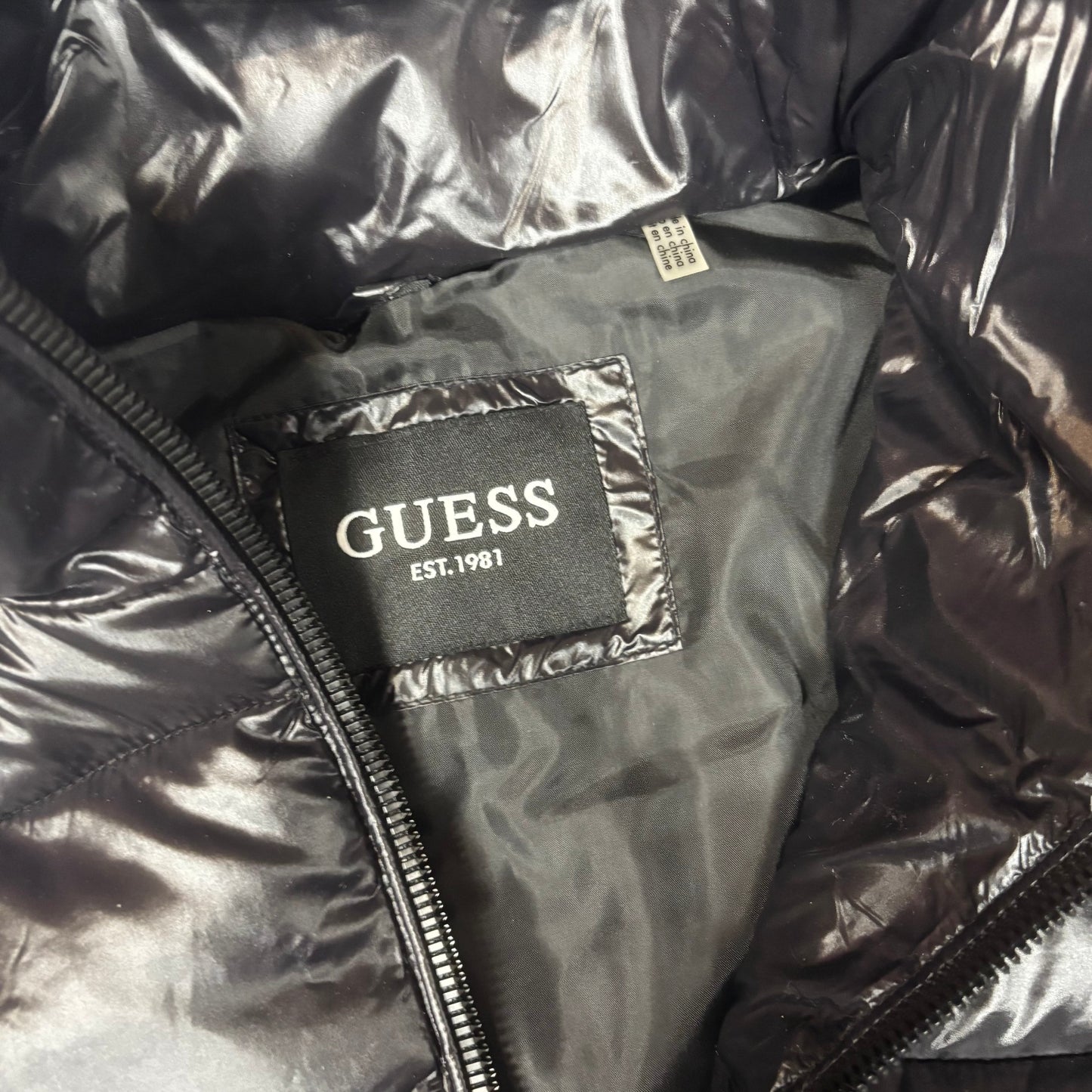 Coat Puffer & Quilted By Guess In Black, Size: M