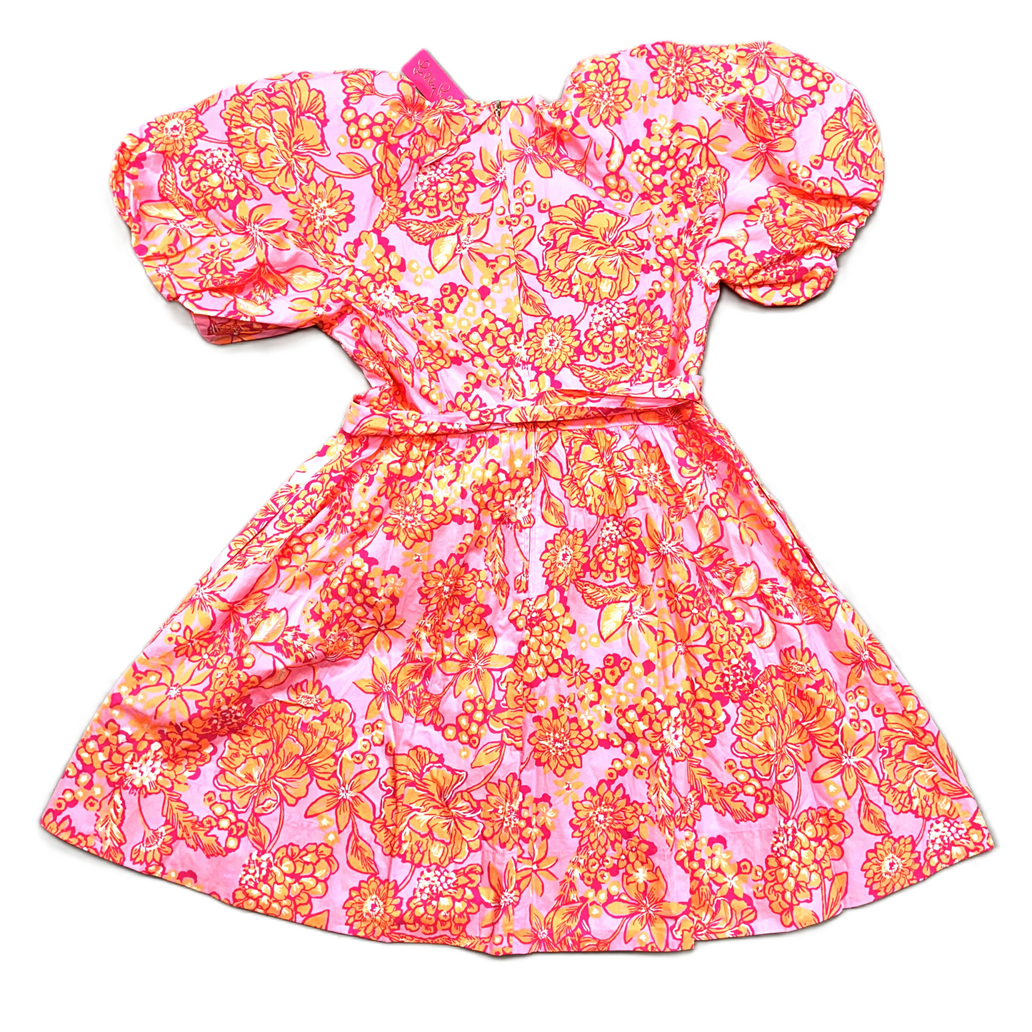 Orange & Pink Dress Party Midi By Lilly Pulitzer, Size: L