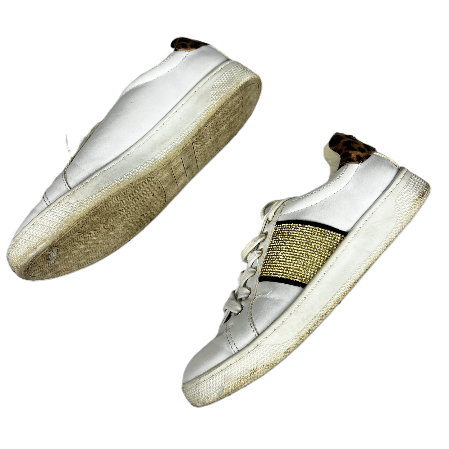 Gold & White Shoes Sneakers By Nine West, Size: 7