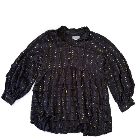 Top Long Sleeve By Anthropologie In Black, Size: L