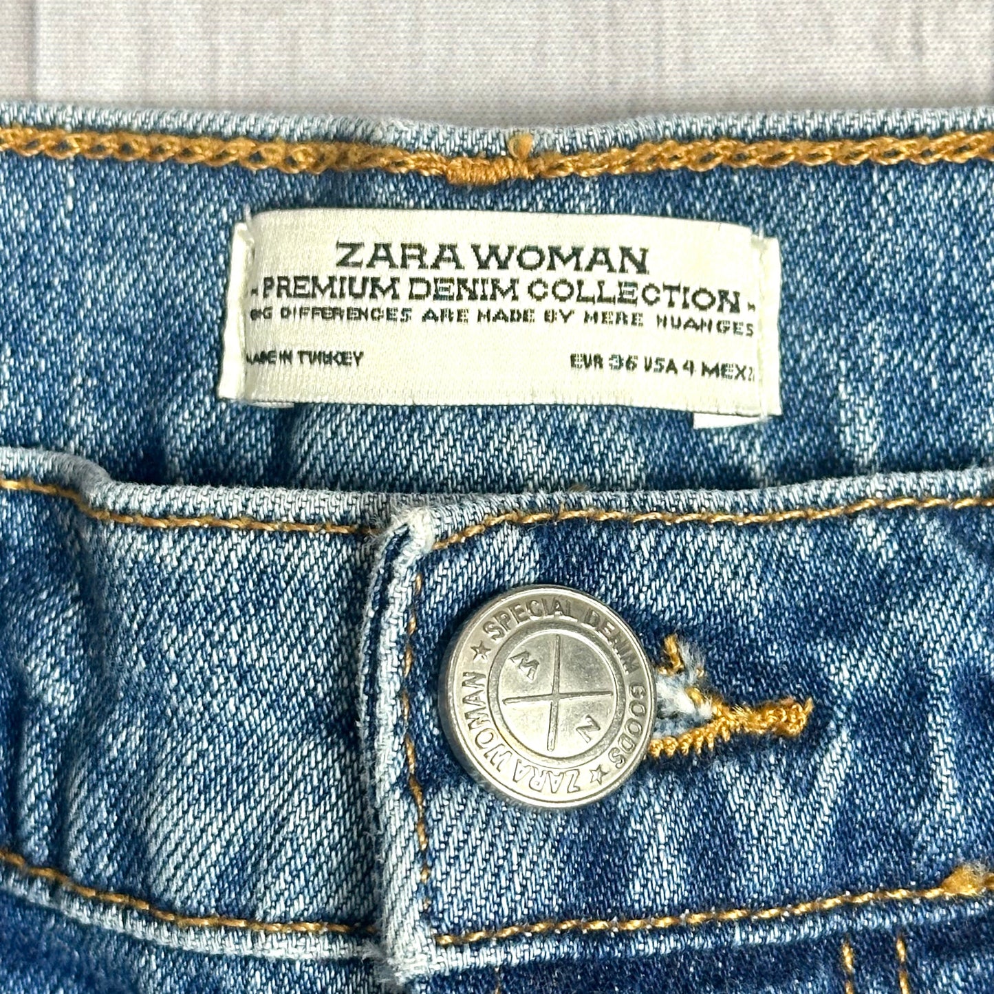 Jeans Skinny By Zara In Blue Denim, Size: 4