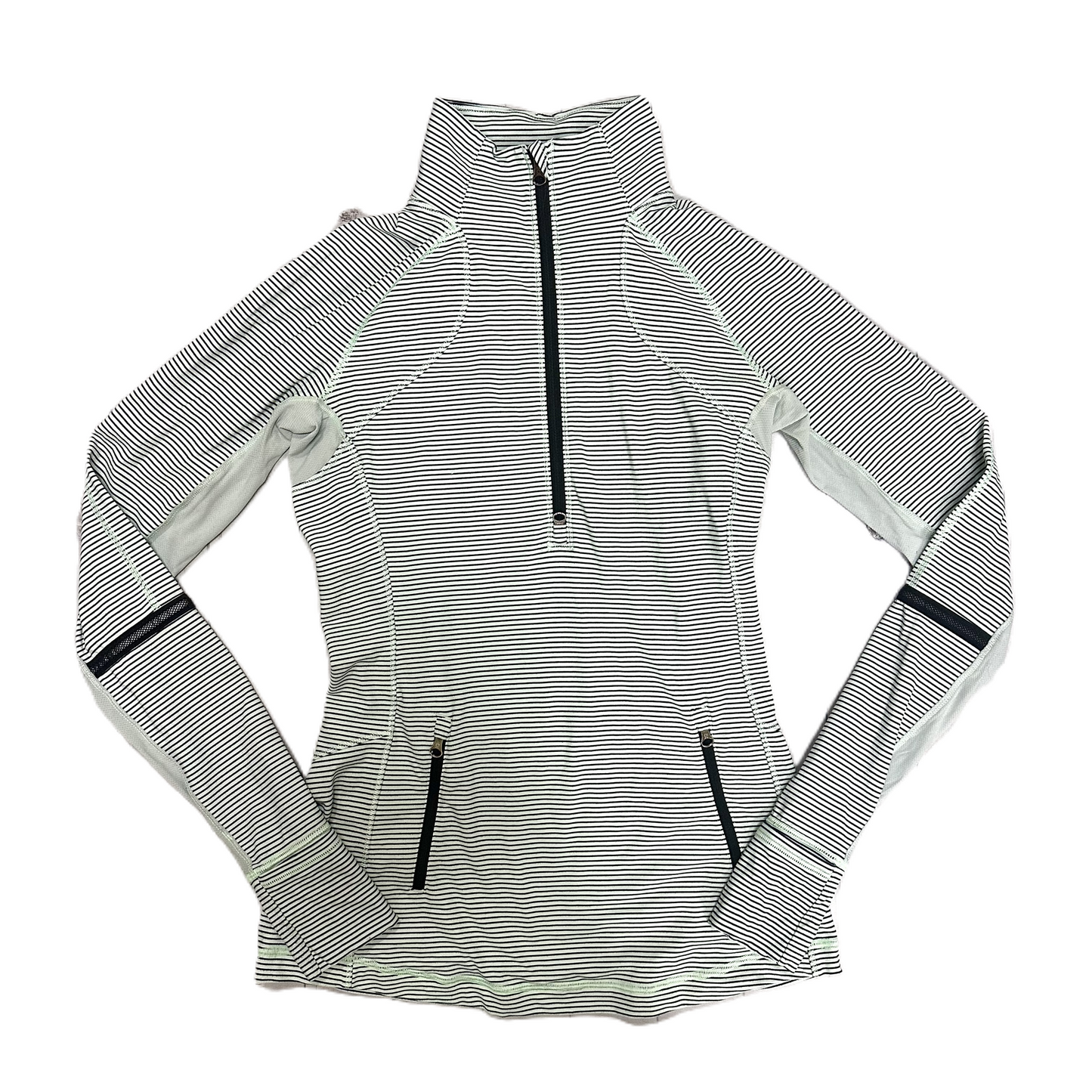 Athletic Jacket By Lululemon In Black & Green, Size: S