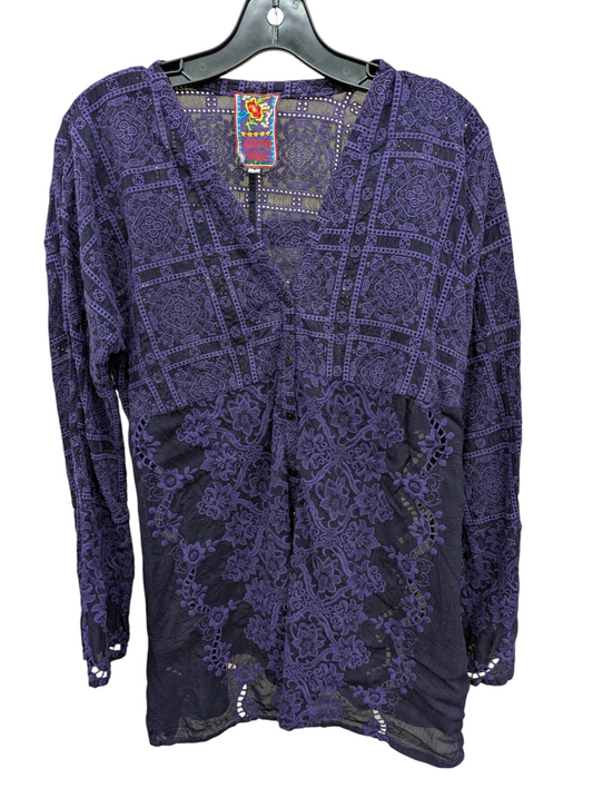 Blouse Long Sleeve By Johnny Was In Purple, Size: S