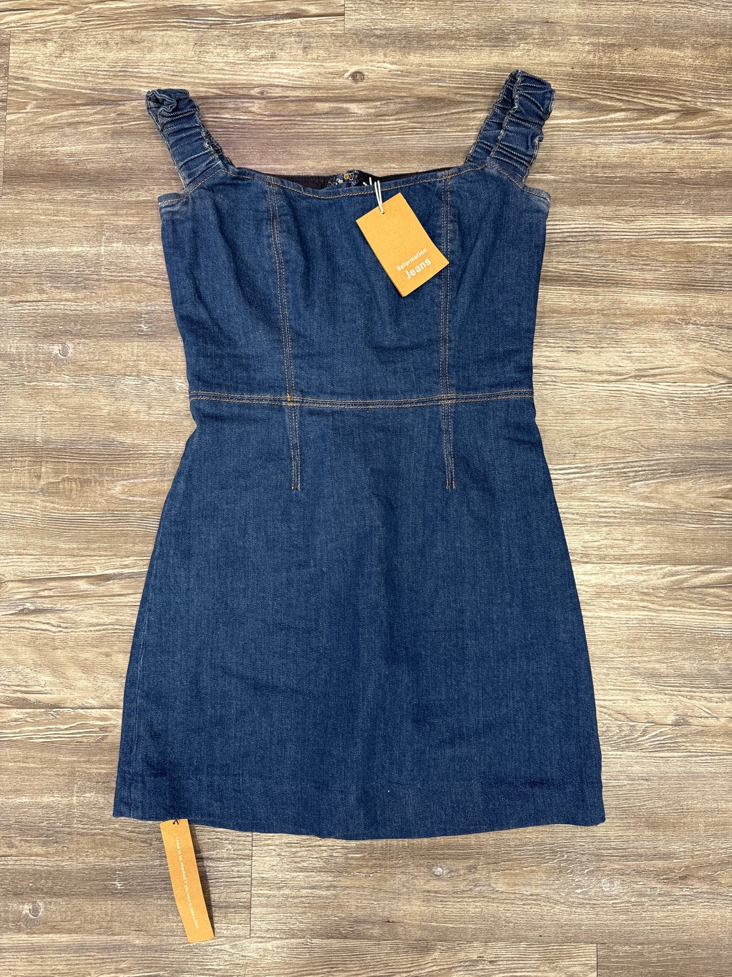 Dress Casual Midi By Reformation In Blue Denim, Size: 2