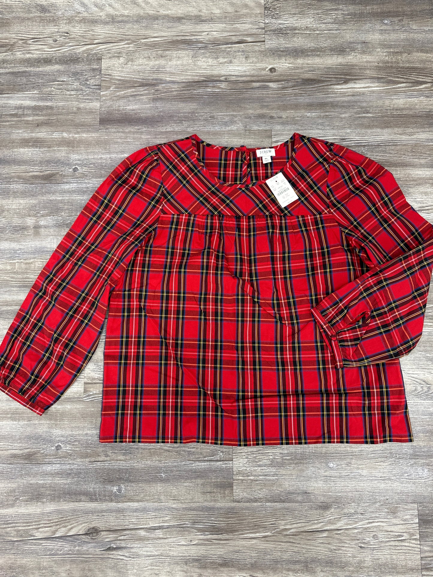 Top Long Sleeve By J. Crew In Plaid Pattern, Size: Lp