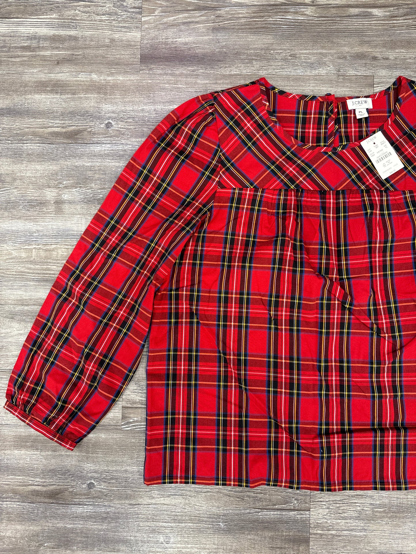 Top Long Sleeve By J. Crew In Plaid Pattern, Size: Lp