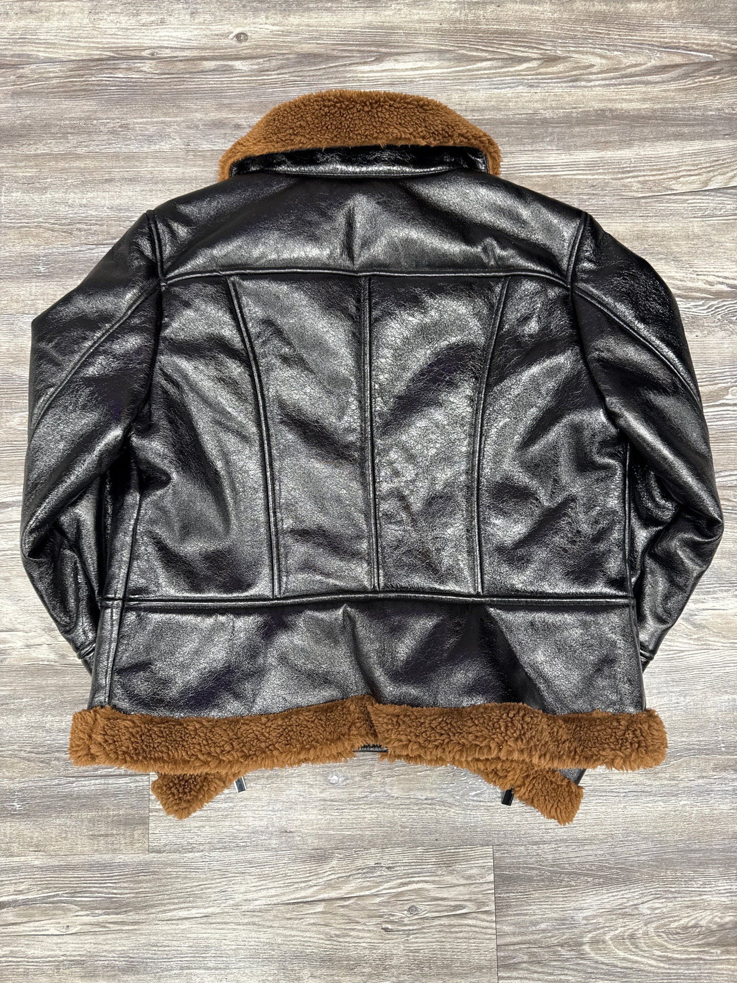 Coat Leather By Guess In Black & Brown, Size: L