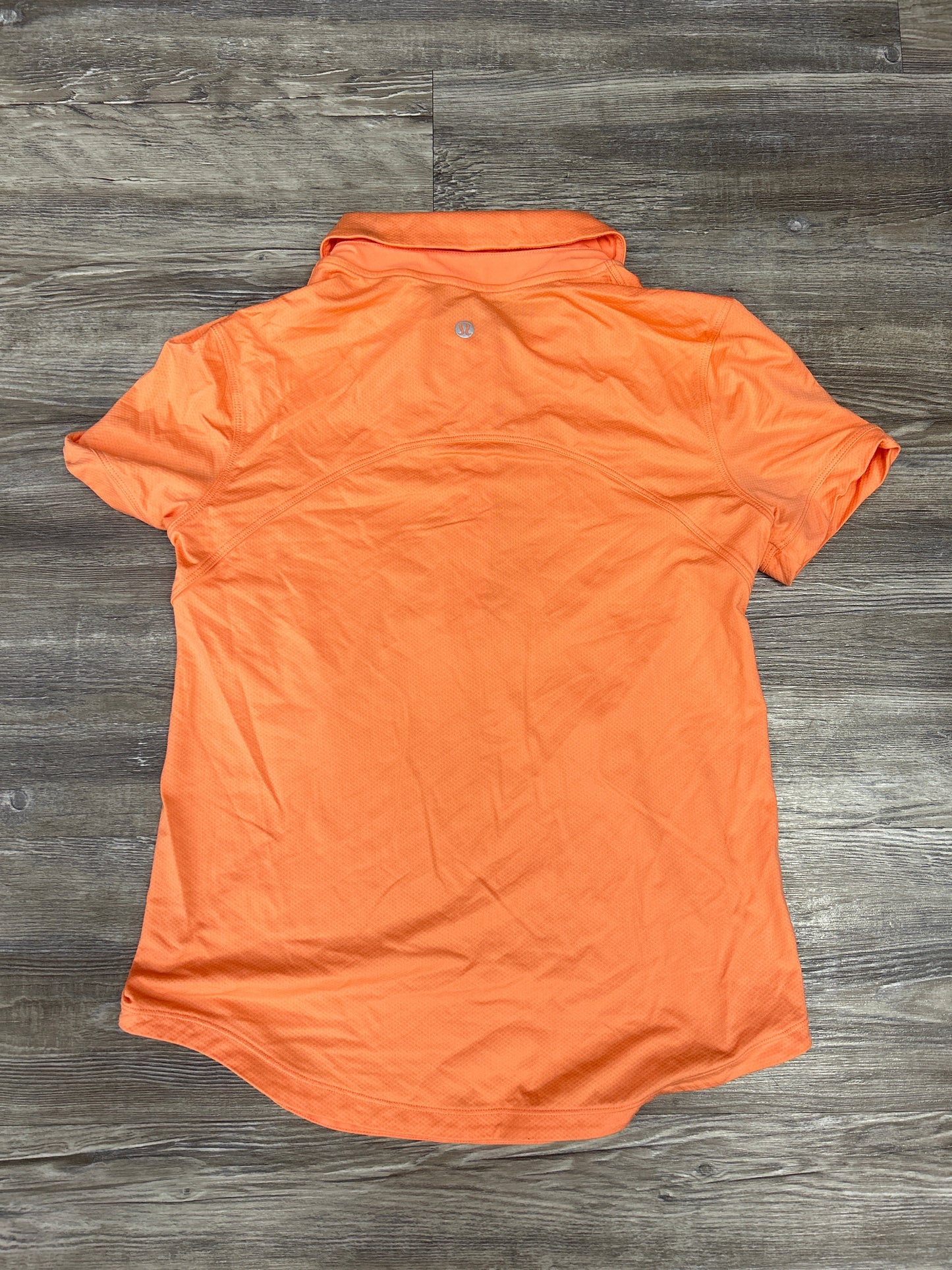 Athletic Top Short Sleeve By Lululemon In Orange, Size: 6