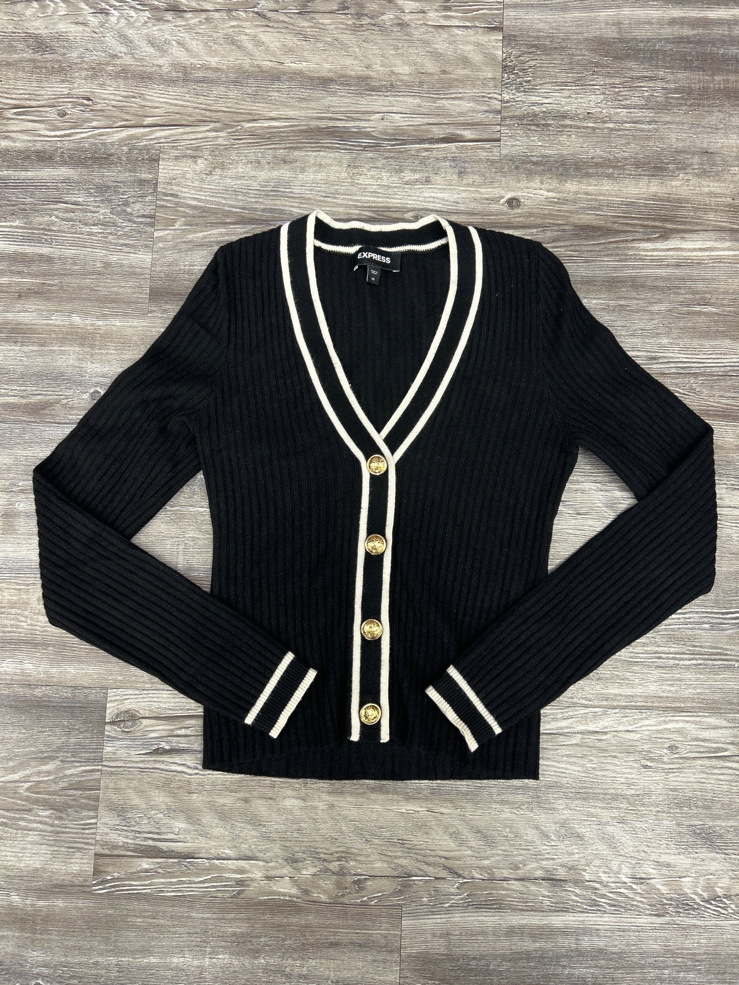 Sweater Cardigan By Express In Black, Size: Xs