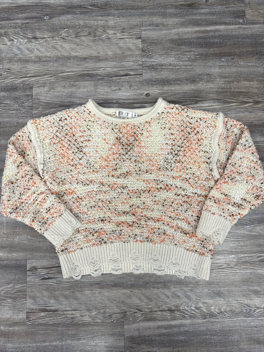 Sweater By Fray In Orange White, Size: S