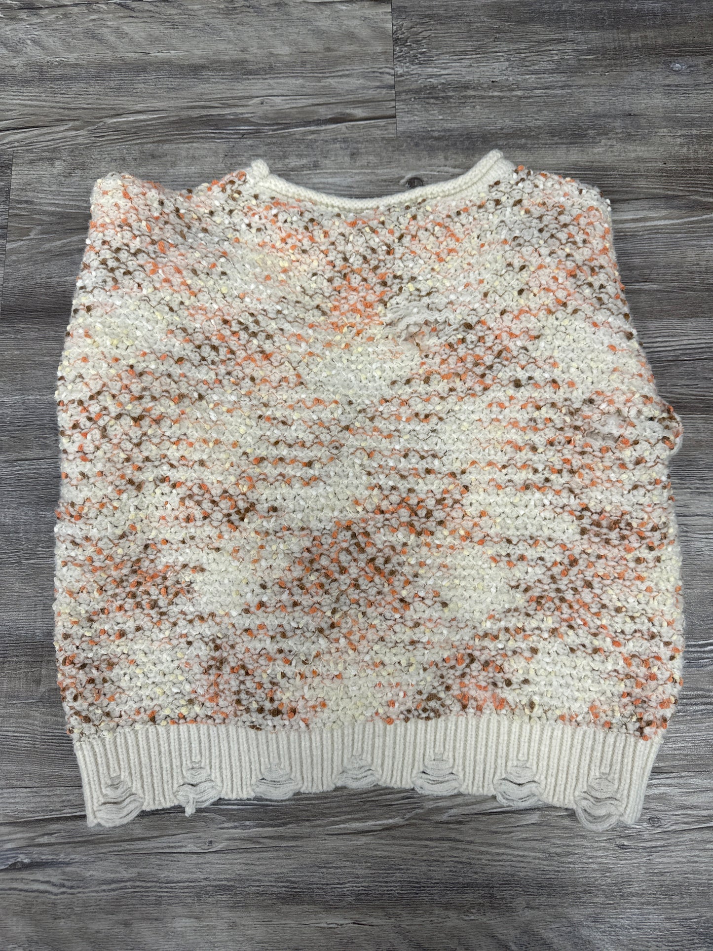 Sweater By Fray In Orange White, Size: S