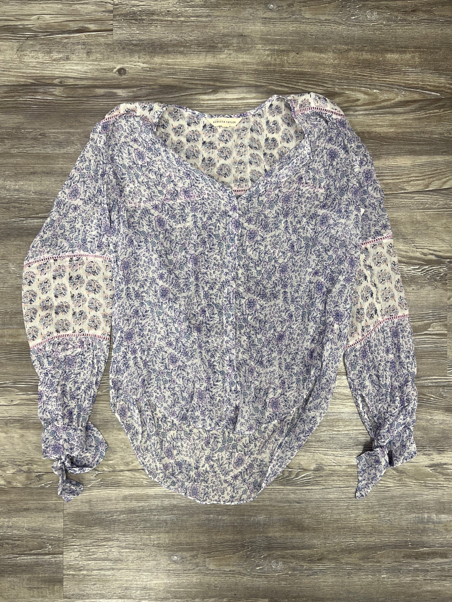 Top Long Sleeve By Rebecca Taylor In Multi-colored, Size: Xs