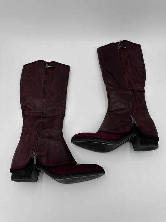 Boots Knee Heels By Donald Pliner In Maroon, Size: 8