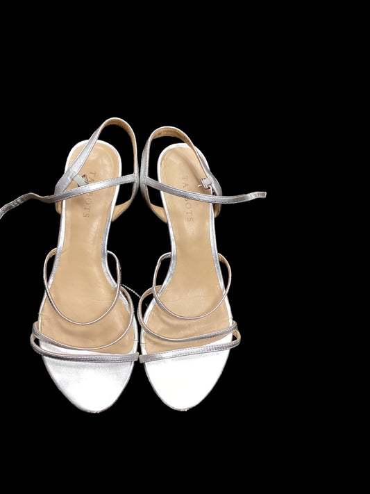 Silver Sandals Heels Wedge Talbots, Size 9