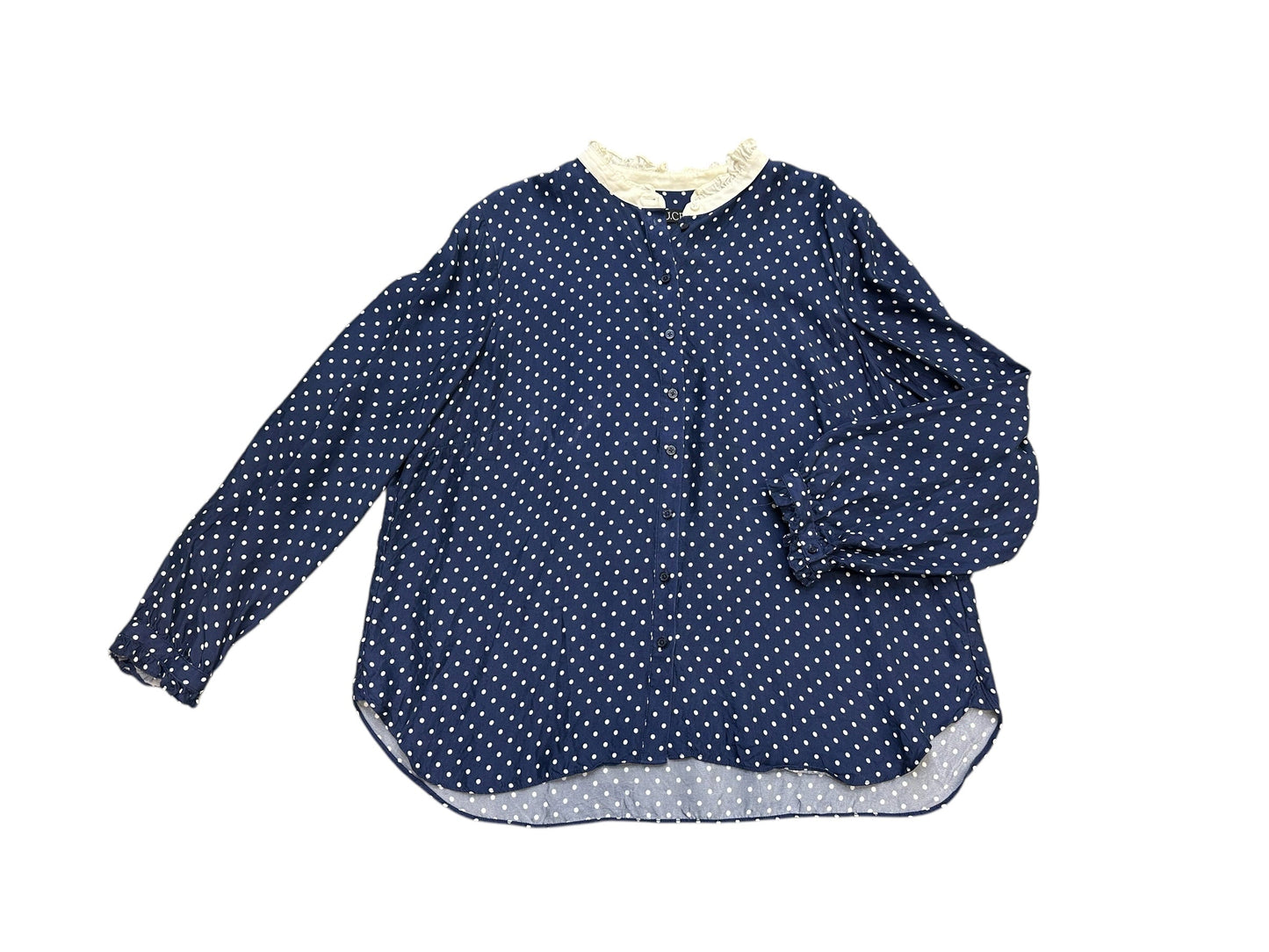 Top Long Sleeve By J. Crew In Polkadot Pattern, Size: 2x