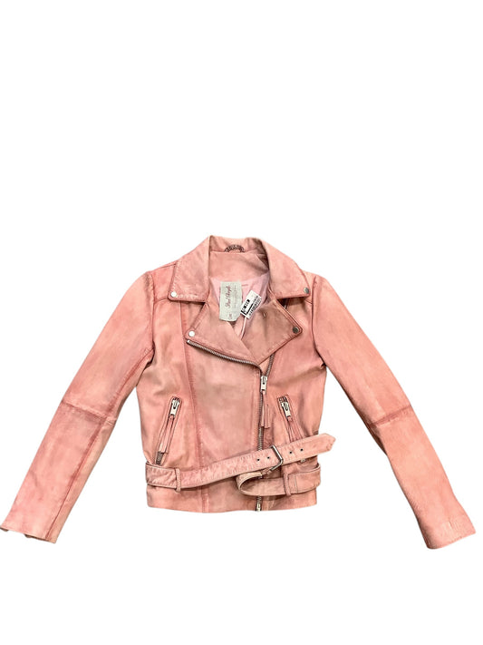 Jacket Moto Leather By Free People In Pink, Size: M