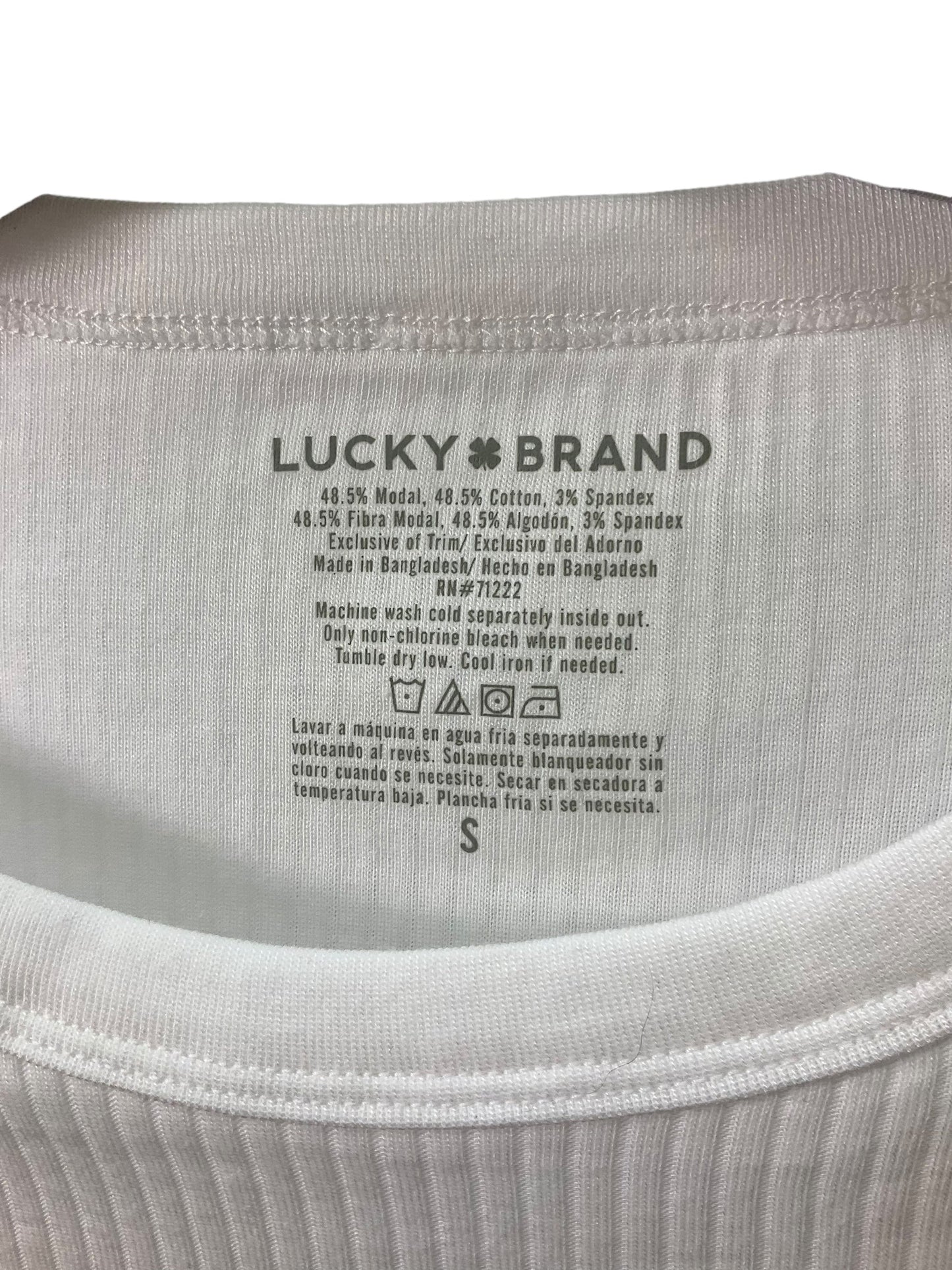 Top Short Sleeve Basic By Lucky Brand In White, Size: S