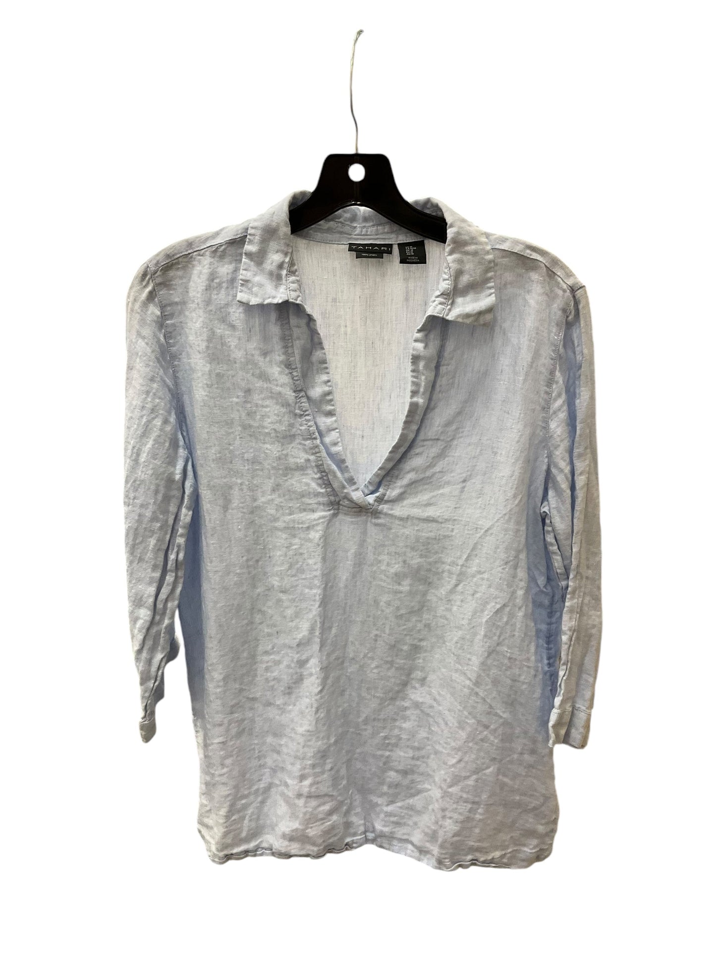 Top Long Sleeve Designer By Tahari In Light Blue, Size: M