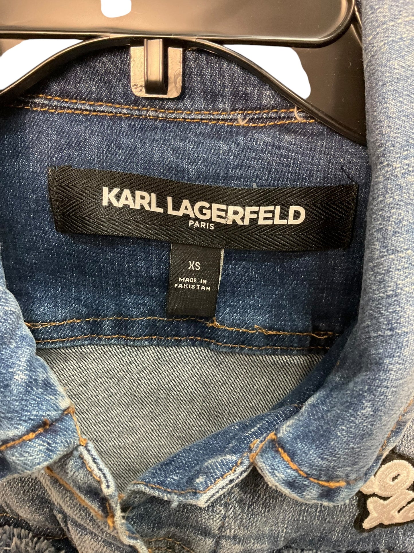 Jacket Denim By Karl Lagerfeld In Denim, Size: Xs