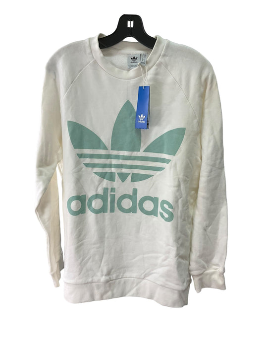 Athletic Sweatshirt Crewneck By Adidas In White, Size: S