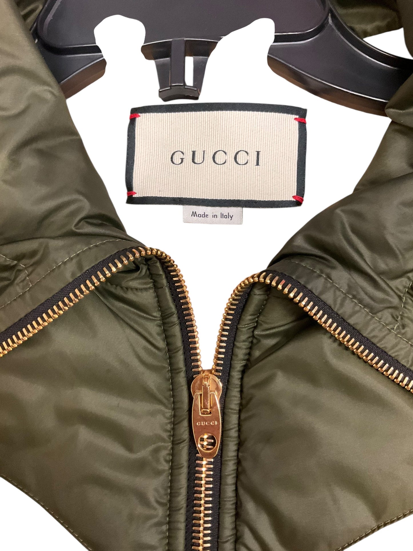 Vest Luxury Designer By Gucci In Olive, Size: Xl