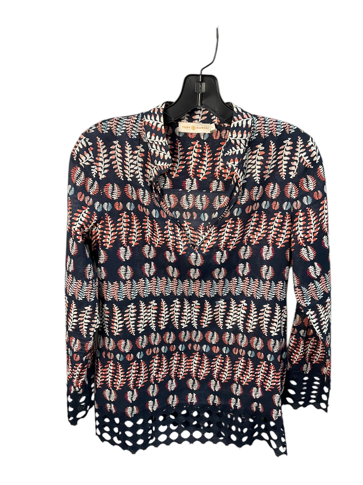 Top Long Sleeve Designer By Tory Burch In Navy, Size: S