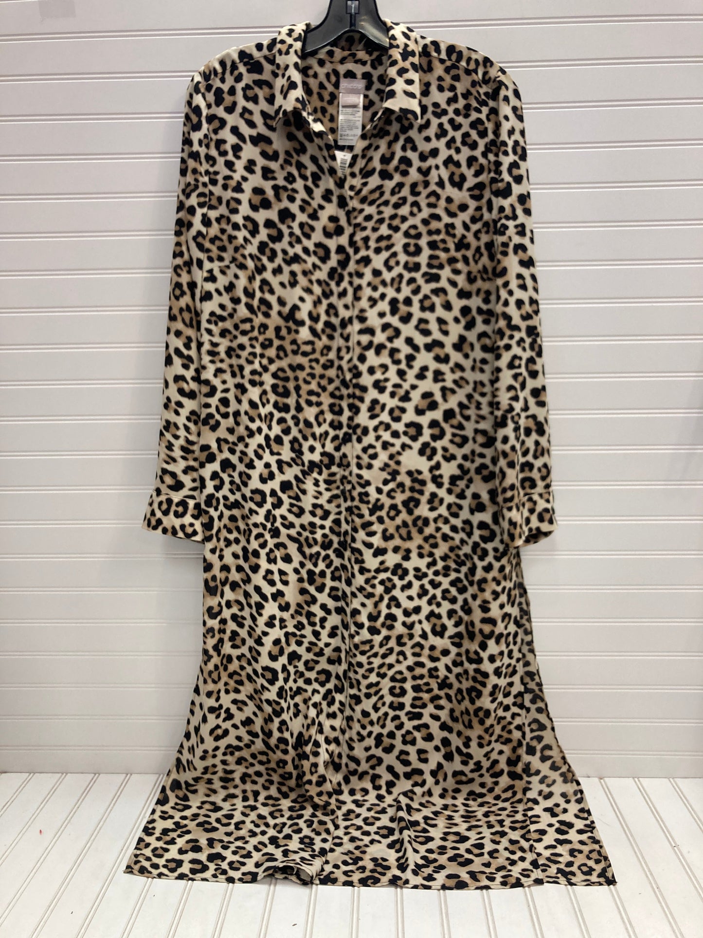 Tunic Long Sleeve By Chicos In Leopard Print, Size: M