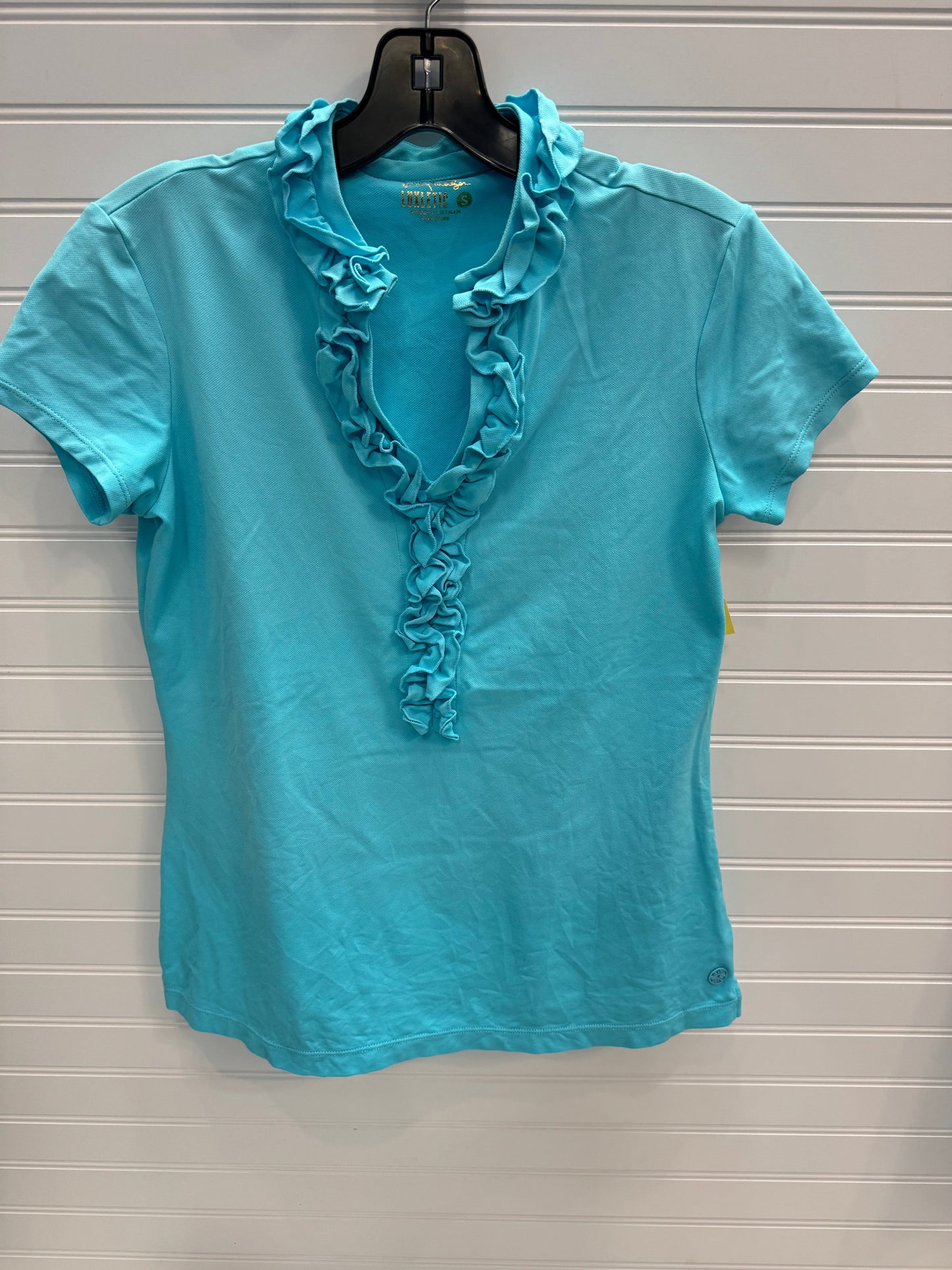 Top Short Sleeve Designer By Lilly Pulitzer In Aqua, Size: S