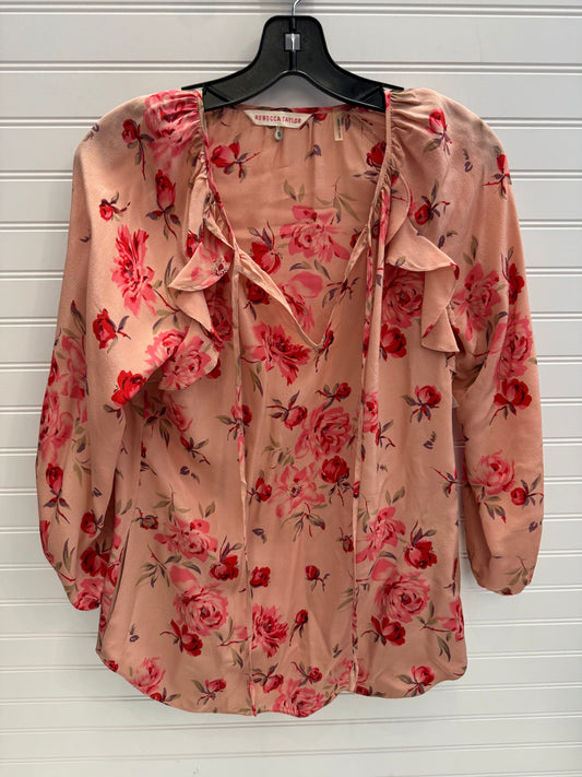 Top Long Sleeve By Rebecca Taylor In Floral Print, Size: S