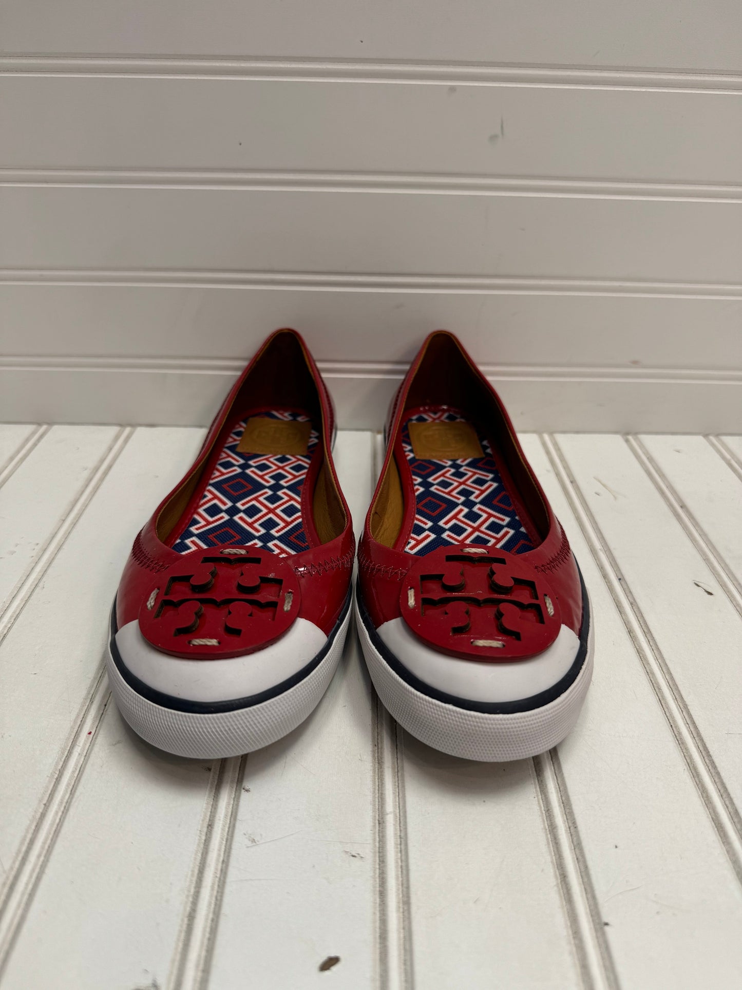 Shoes Designer By Tory Burch In Red & White, Size: 7.5