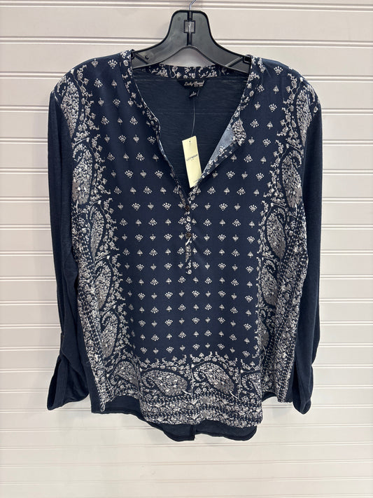 Top Long Sleeve By Lucky Brand In Blue & White, Size: L