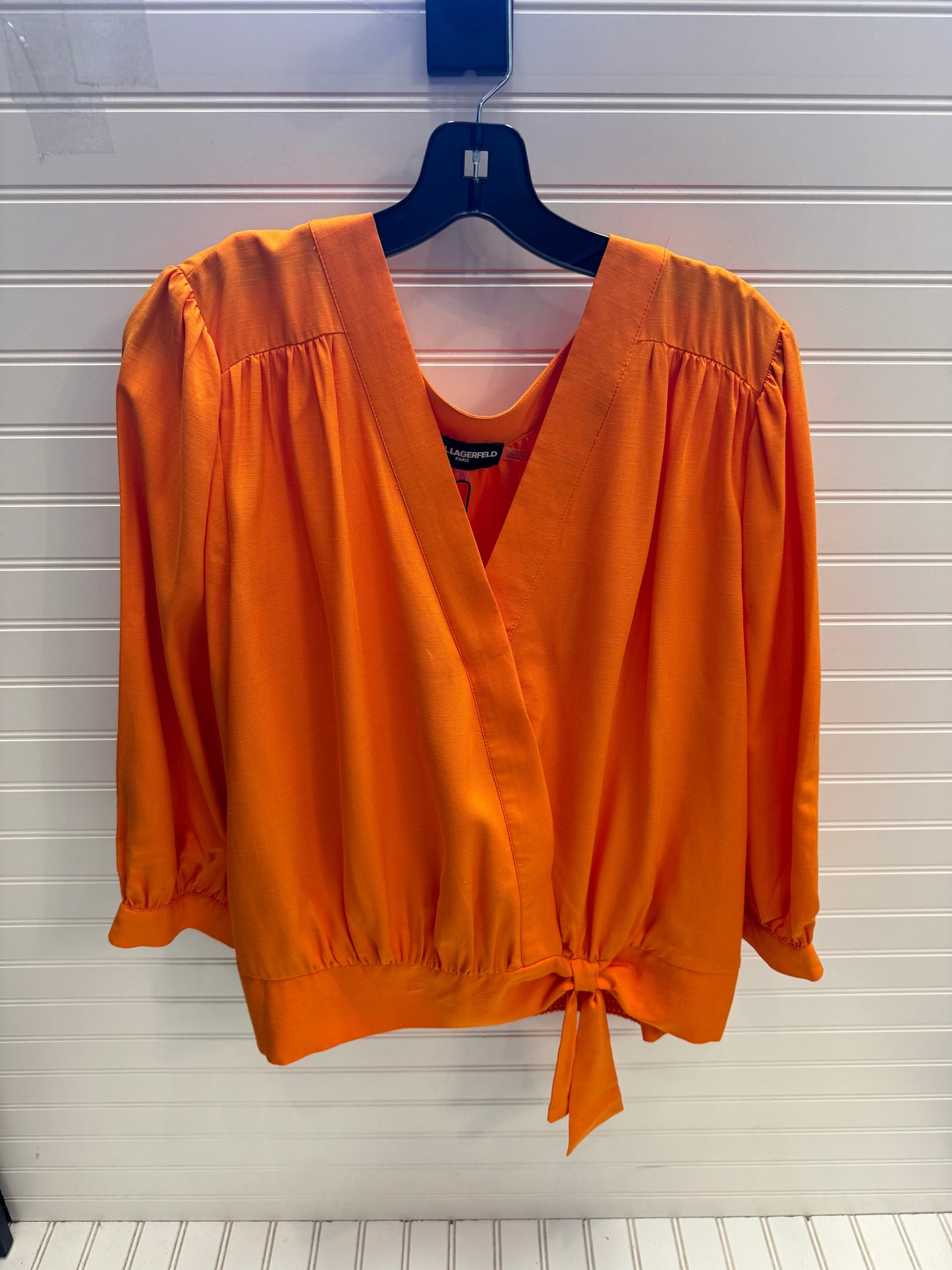 Top Long Sleeve Designer By Karl Lagerfeld In Orange, Size: Xl